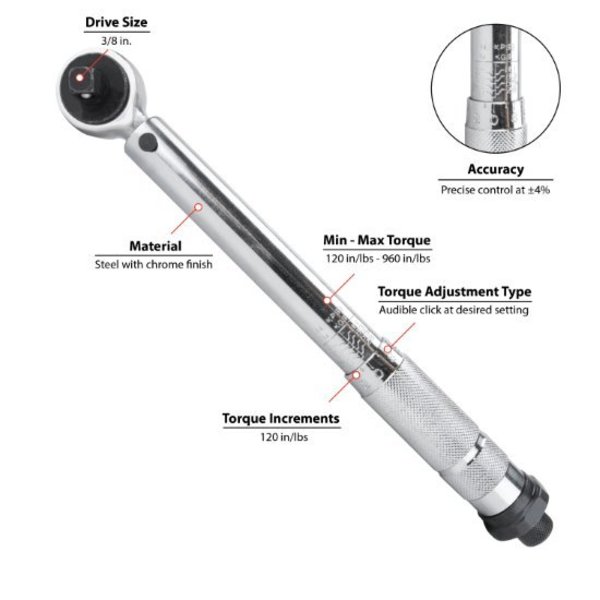 Performance Tool 3/8 In Dr. Click Torque Wrench, M202-P M202-P
